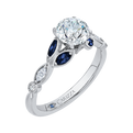 Round Diamond Engagement Ring with Sapphire in 14K White Gold (Semi-Mount)