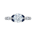 Round Diamond Engagement Ring with Sapphire in 14K White Gold (Semi-Mount)