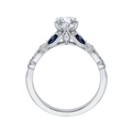 Round Diamond Engagement Ring with Sapphire in 14K White Gold (Semi-Mount)