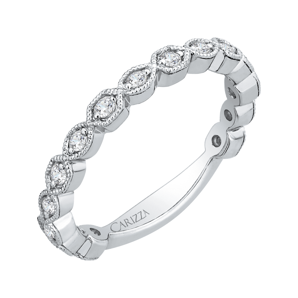 Round Diamond Wedding Band in 14K White Gold