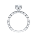 Round Diamond Floral Engagement Ring in 14K White Gold (Semi-Mount)