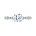 Round Diamond Floral Engagement Ring in 14K White Gold (Semi-Mount)