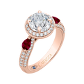 Round Diamond and Ruby Engagement Ring in 14K Rose Gold (Semi-Mount)