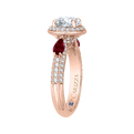 Round Diamond and Ruby Engagement Ring in 14K Rose Gold (Semi-Mount)