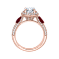 Round Diamond and Ruby Engagement Ring in 14K Rose Gold (Semi-Mount)