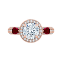 Round Diamond and Ruby Engagement Ring in 14K Rose Gold (Semi-Mount)