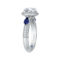 Round Diamond Halo Engagement Ring with Sapphire in 14K White Gold (Semi-Mount)