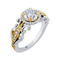 Round Diamond Halo Engagement Ring in 14K Two Tone Gold (Semi-Mount)