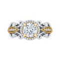 Round Diamond Halo Engagement Ring in 14K Two Tone Gold (Semi-Mount)