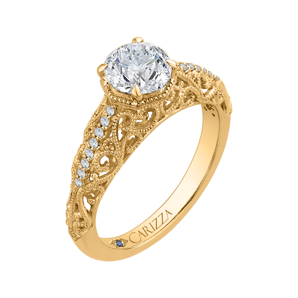 Round Diamond Engagement Ring in 14K Yellow Gold (Semi-Mount)