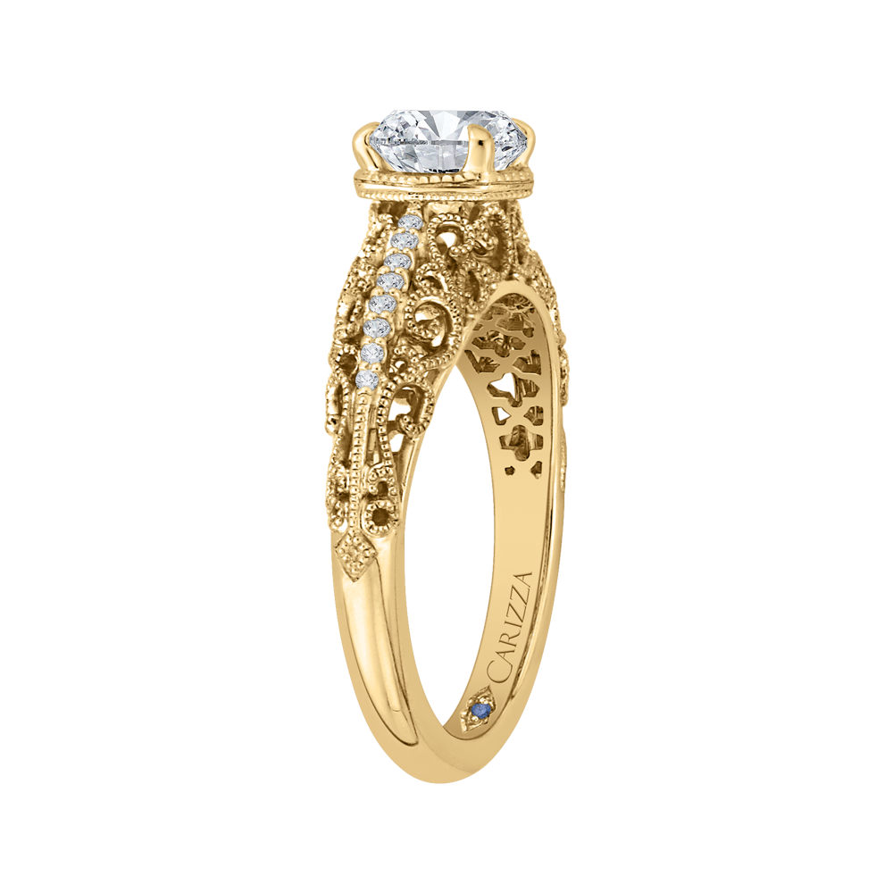 Round Diamond Engagement Ring in 14K Yellow Gold (Semi-Mount)