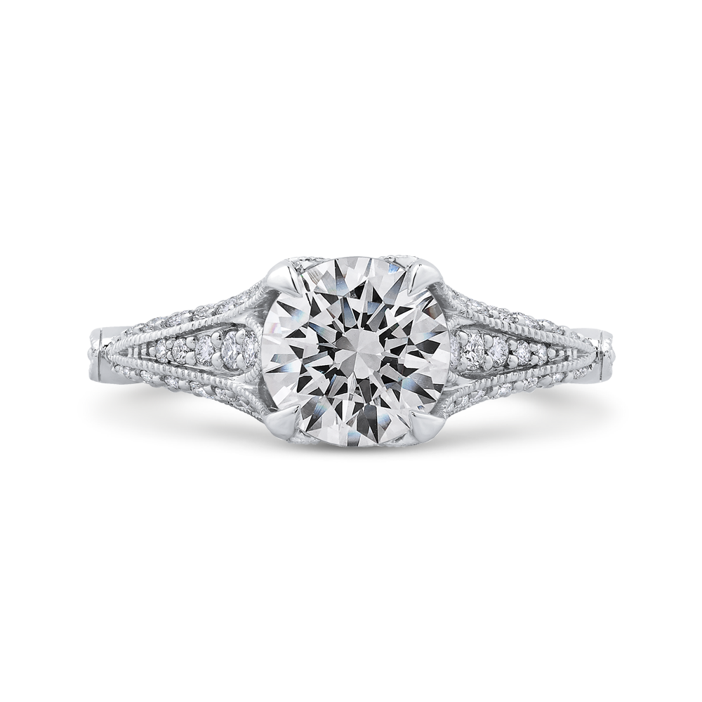 Diamond Vintage Engagement Ring in 14K White Gold (Semi-Mount)