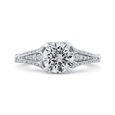 Diamond Vintage Engagement Ring in 14K White Gold (Semi-Mount)