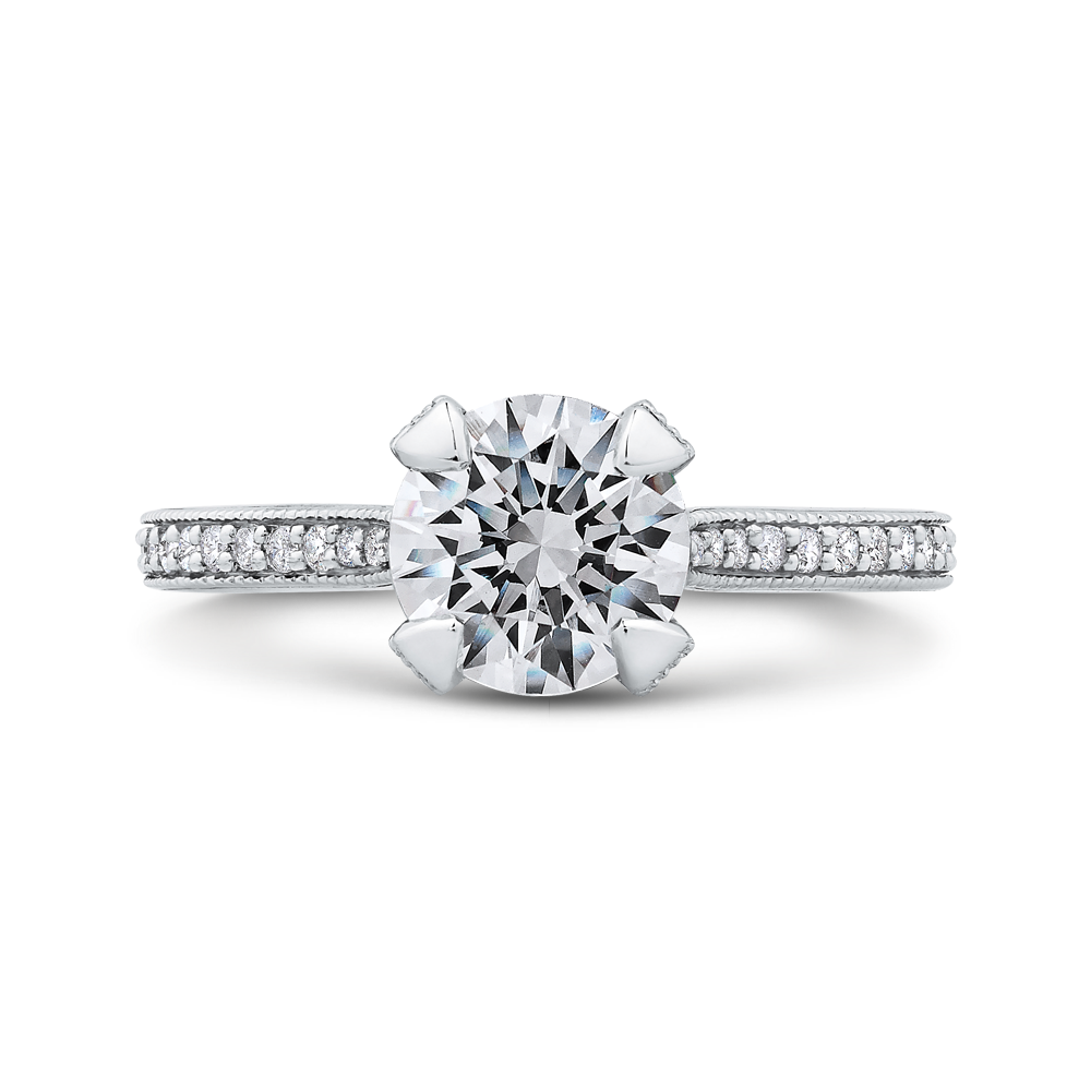 Round Diamond Classic Engagement Ring in 14K White Gold (Semi-Mount)