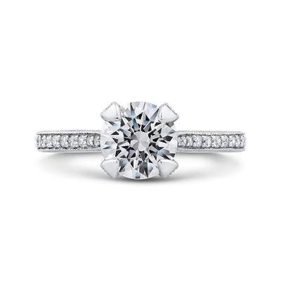 Round Diamond Classic Engagement Ring in 14K White Gold (Semi-Mount)