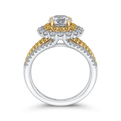 Split Shank Round Diamond Double Halo Engagement Ring in 14K Two Tone Gold (Semi-Mount)