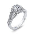 Split Shank Round Diamond Floral Halo Engagement Ring in 14K White Gold (Semi-Mount)