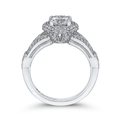 Split Shank Round Diamond Floral Halo Engagement Ring in 14K White Gold (Semi-Mount)