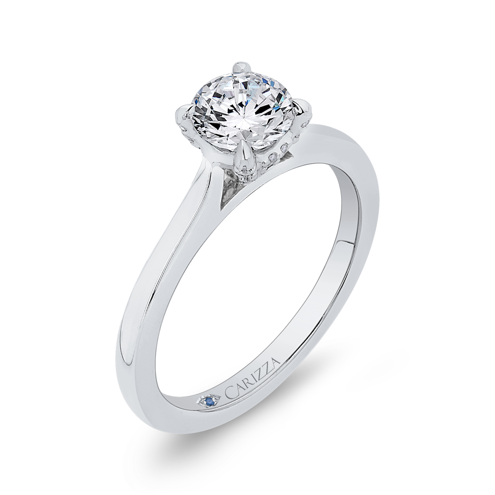 Round Diamond Classic Engagement Ring in 14K White Gold (Semi-Mount)