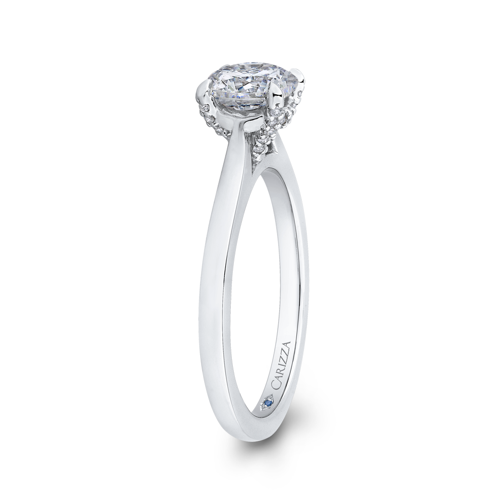 Round Diamond Classic Engagement Ring in 14K White Gold (Semi-Mount)