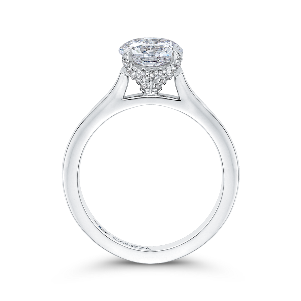 Round Diamond Classic Engagement Ring in 14K White Gold (Semi-Mount)