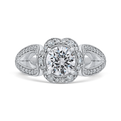 Split Shank Round Diamond Floral Halo Engagement Ring in 14K White Gold (Semi-Mount)