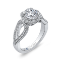 Split Shank Round Diamond Floral Halo Engagement Ring in 14K White Gold (Semi-Mount)