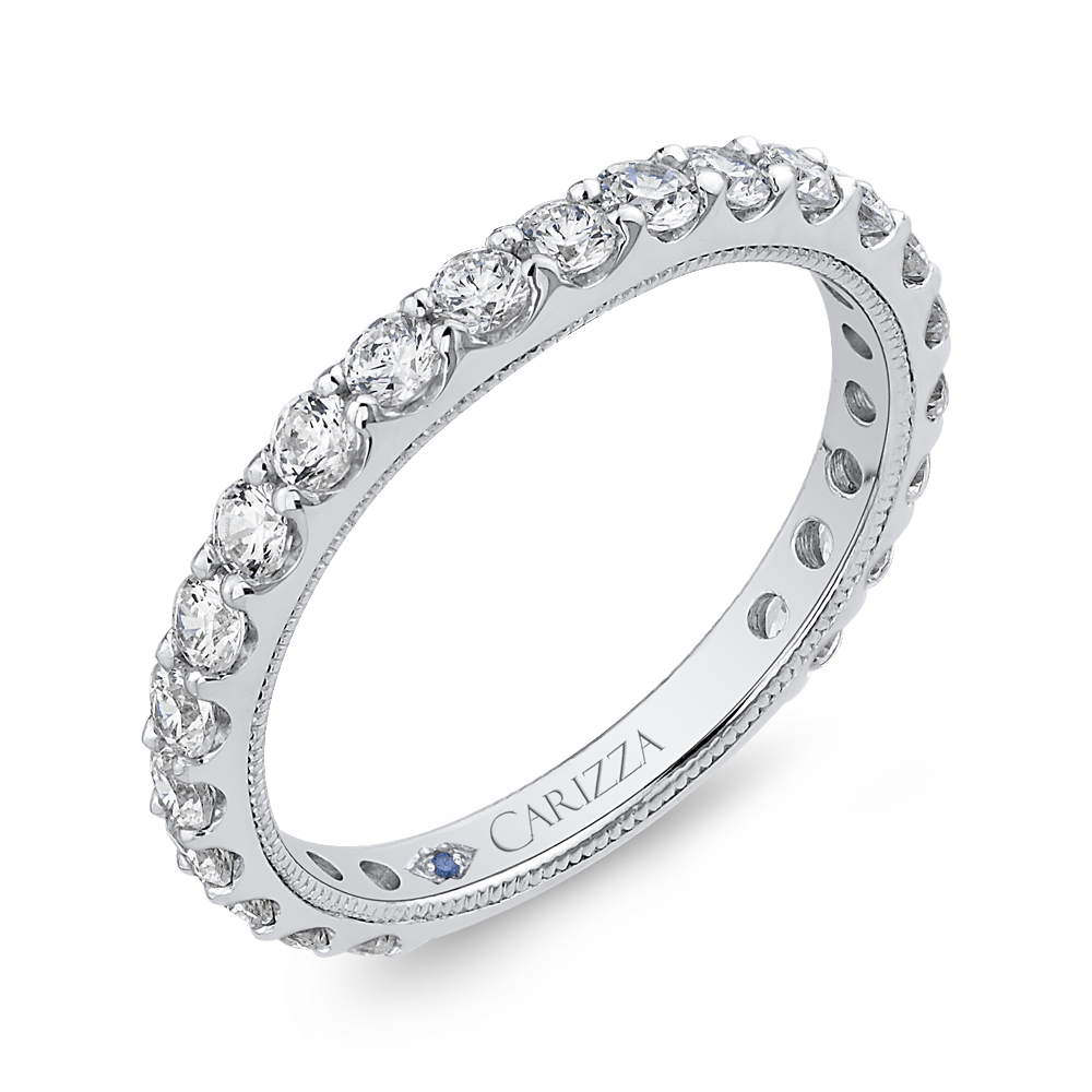 Round Diamond Wedding Band in 14K White Gold