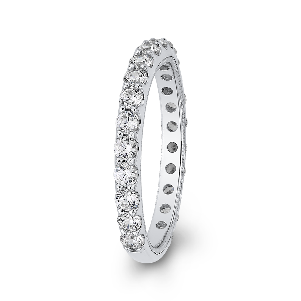 Round Diamond Wedding Band in 14K White Gold