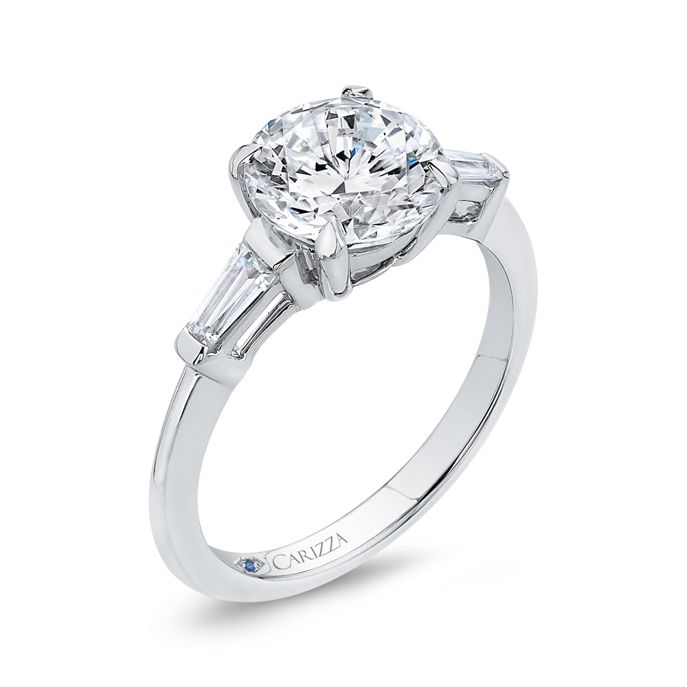 Round Diamond Classic Engagement Ring in 14K White Gold (Semi-Mount)