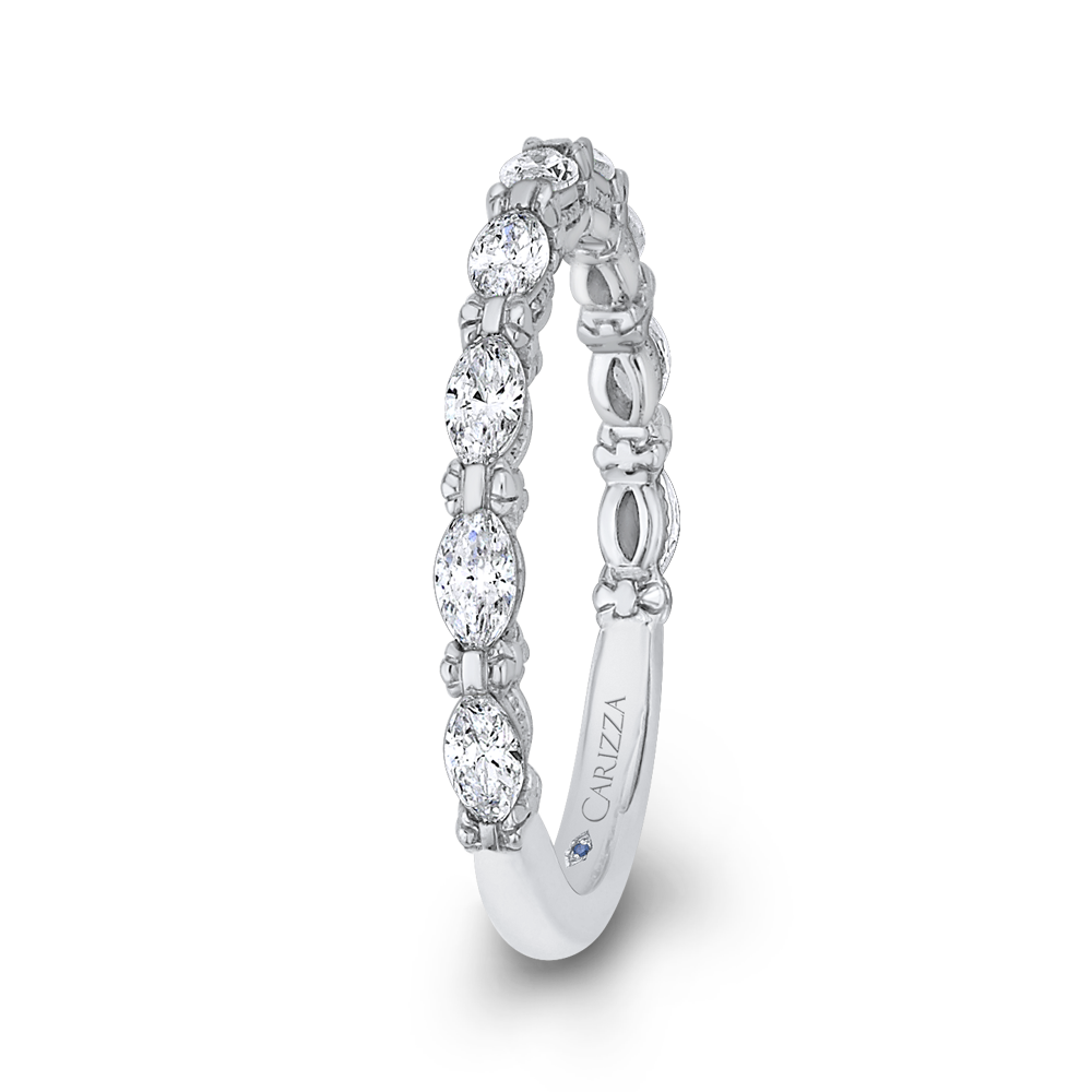 Marquise Cut Diamond Wedding Band in 14K White Gold