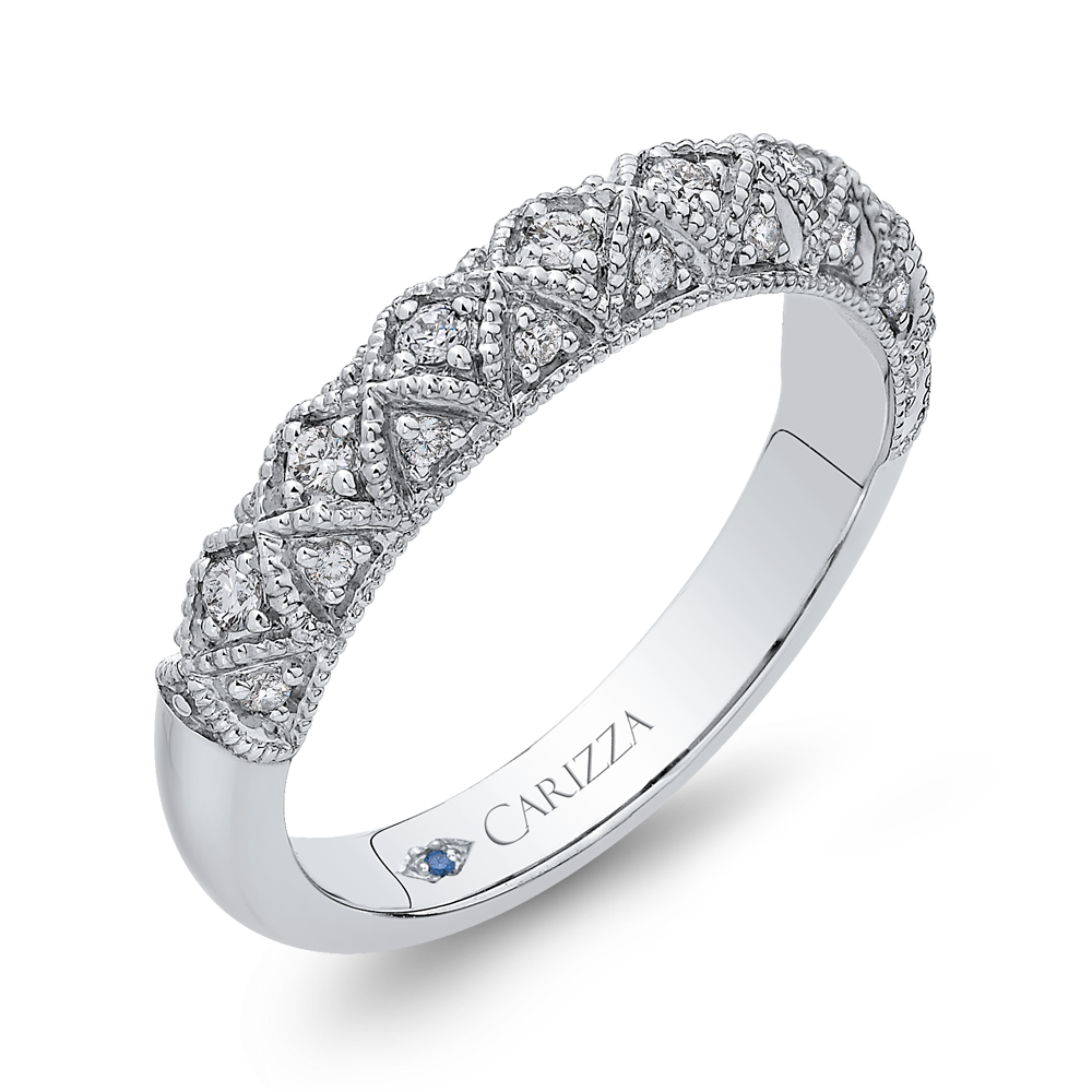 Round Diamond Half-Eternity Wedding Band in 14K White Gold