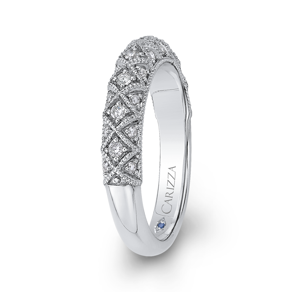 Round Diamond Half-Eternity Wedding Band in 14K White Gold