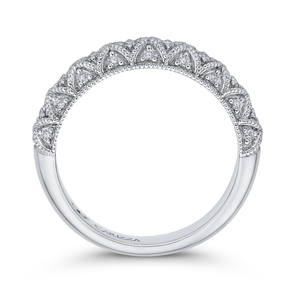 Round Diamond Half-Eternity Wedding Band in 14K White Gold