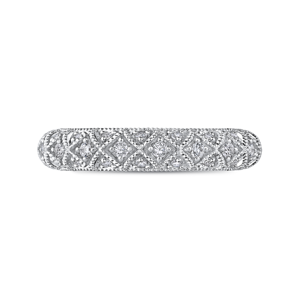 Round Diamond Half-Eternity Wedding Band in 14K White Gold