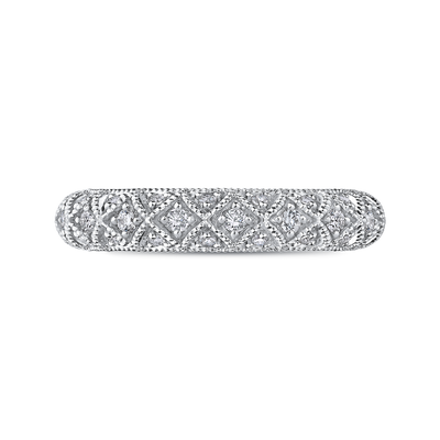 Round Diamond Half-Eternity Wedding Band in 14K White Gold