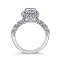 Diamond Flower Halo Engagement Ring in 14K White Gold (Semi-Mount)