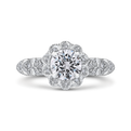 Diamond Flower Halo Engagement Ring in 14K White Gold (Semi-Mount)