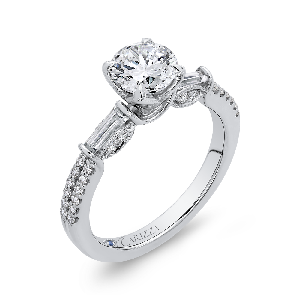 Round Diamond Engagement Ring in 14K White Gold (Semi-Mount)