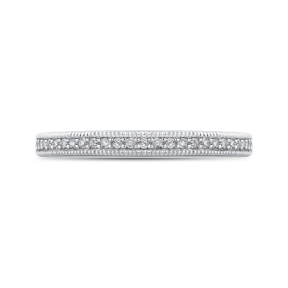 Round Diamond Half-Eternity Wedding Band in 14K White Gold