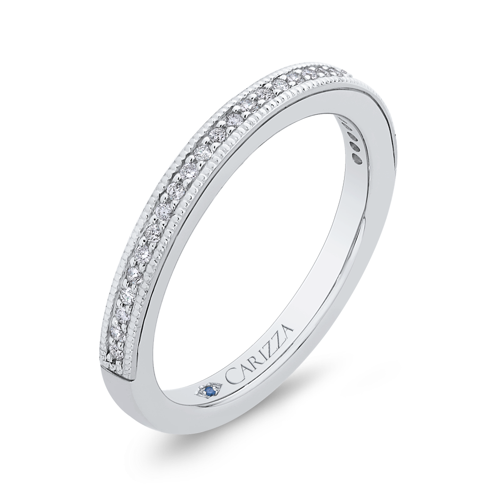 Round Diamond Half-Eternity Wedding Band in 14K White Gold