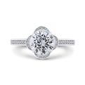 Round Diamond Halo Engagement Ring in 14K White Gold (Semi-Mount)