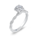 Round Diamond Floral Engagement Ring in 14K White Gold (Semi-Mount)