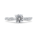 Round Diamond Floral Engagement Ring in 14K White Gold (Semi-Mount)