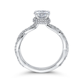 Round Diamond Floral Engagement Ring with Criss-Cross Shank in 14K White Gold (Semi-Mount)