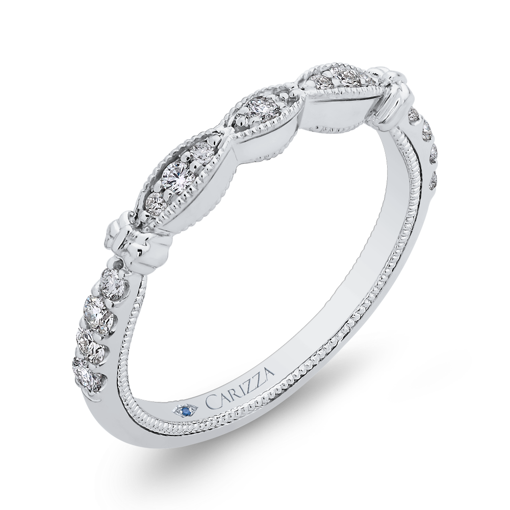 Round Diamond Half-Eternity Wedding Band in 14K White Gold