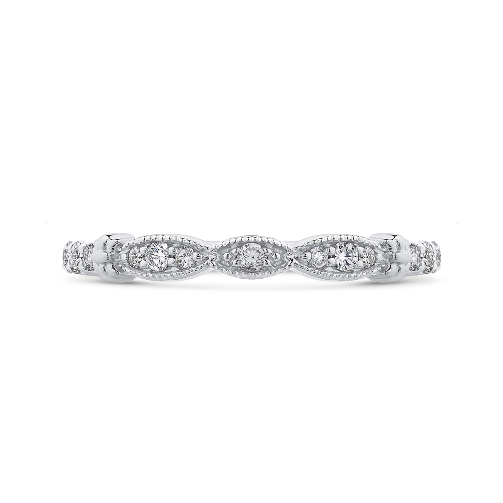 Round Diamond Half-Eternity Wedding Band in 14K White Gold