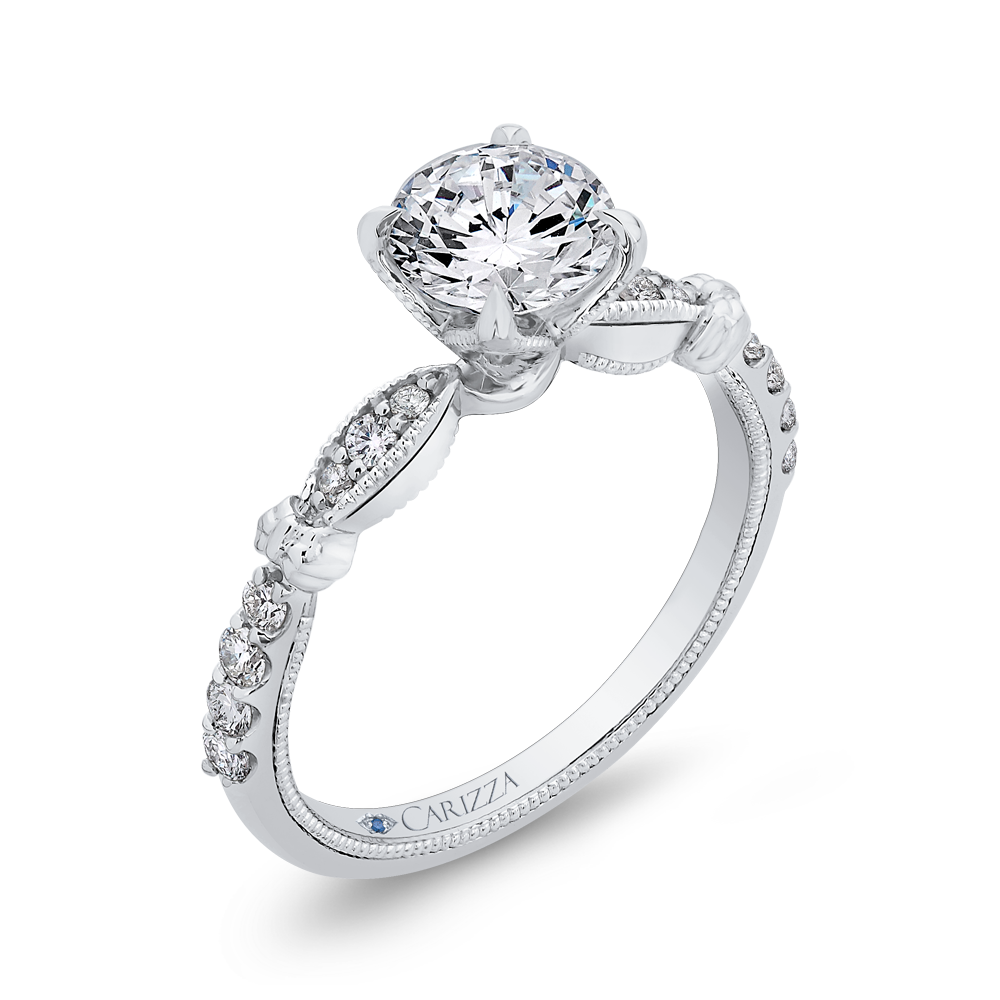 Round Diamond Engagement Ring in 14K White Gold (Semi-Mount)