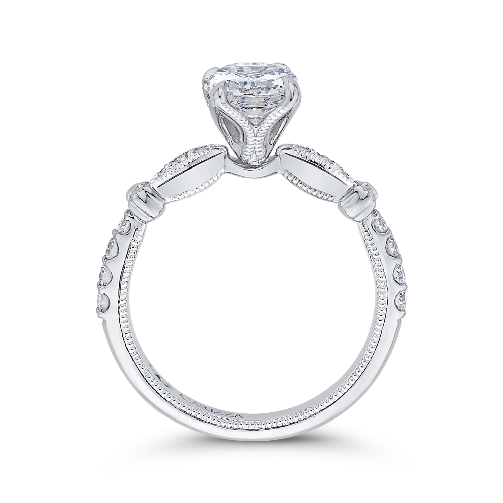 Round Diamond Engagement Ring in 14K White Gold (Semi-Mount)