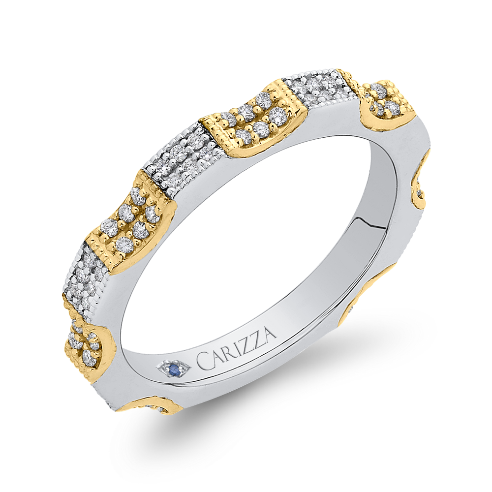 Round Diamond Eternity Wedding Band in 14K Two Tone Gold